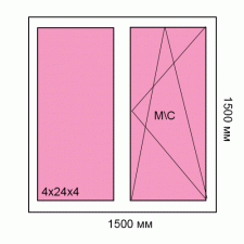 Готовое окно Melke Evolution 70 мм 1500*1500 мм